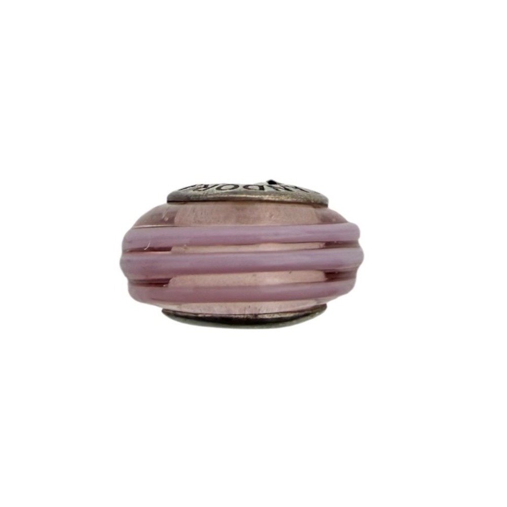 Pandora Murano Glass Charm Women OS Pink Ribbed Zigzag Sterling Silver 925
